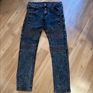 GB18401-2010 classic B Men's Size 32x28 1/2 Distressed gray black Jeans rippled